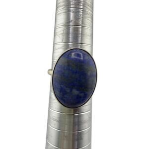 Sterling Silver Large Oval Lapis Lazuli Polished Statement Ring Size 8